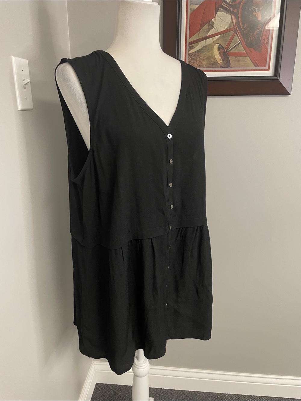 J. Jill womens drop waist peplum sleeveless button front top NWOT size XL Petite - Picture 2 of 5